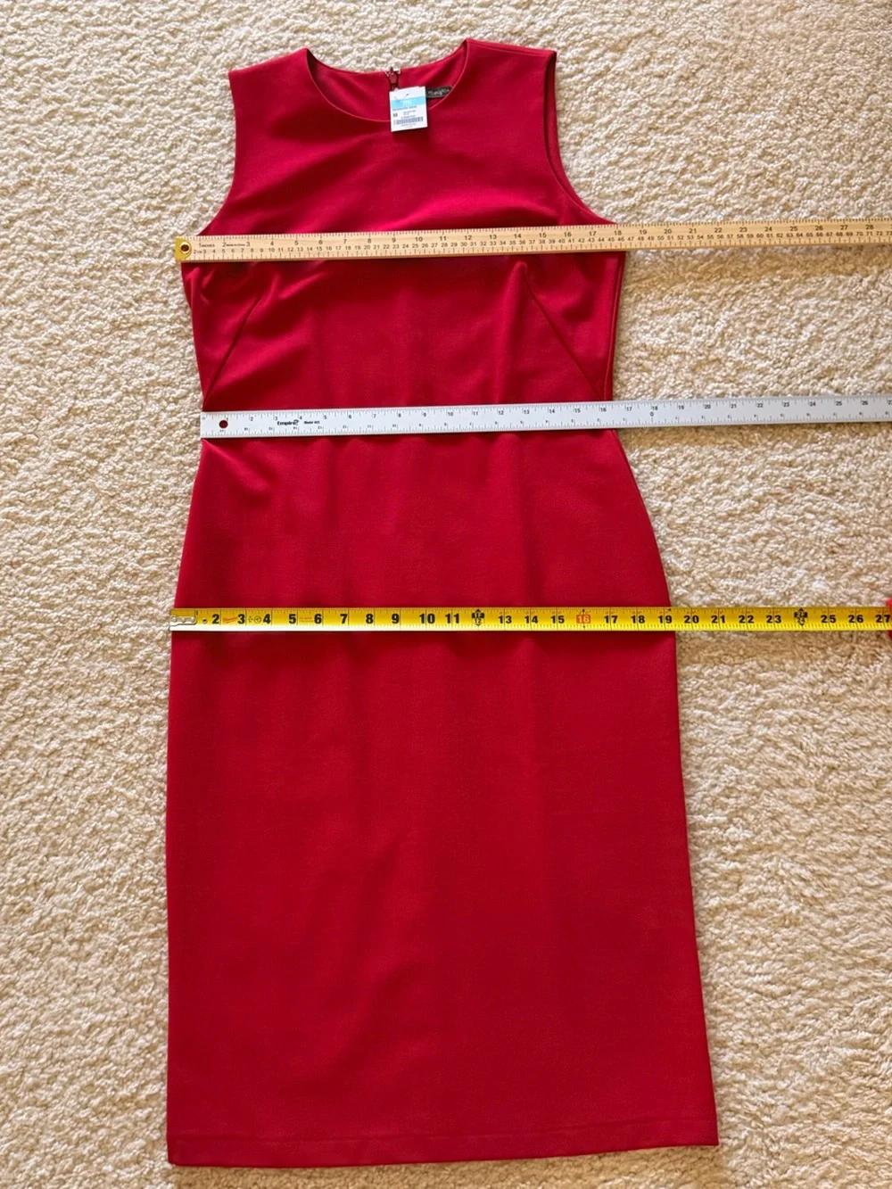 J.McLaughlin Devonshire Dress Holiday Red Sleeveless Sheath Midi Womens Size M - Picture 10 of 10